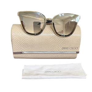 Jimmy Choo Lory 49MM Silver Metallic Cat Eye Mirrored Sunglasses and Case/Cloth